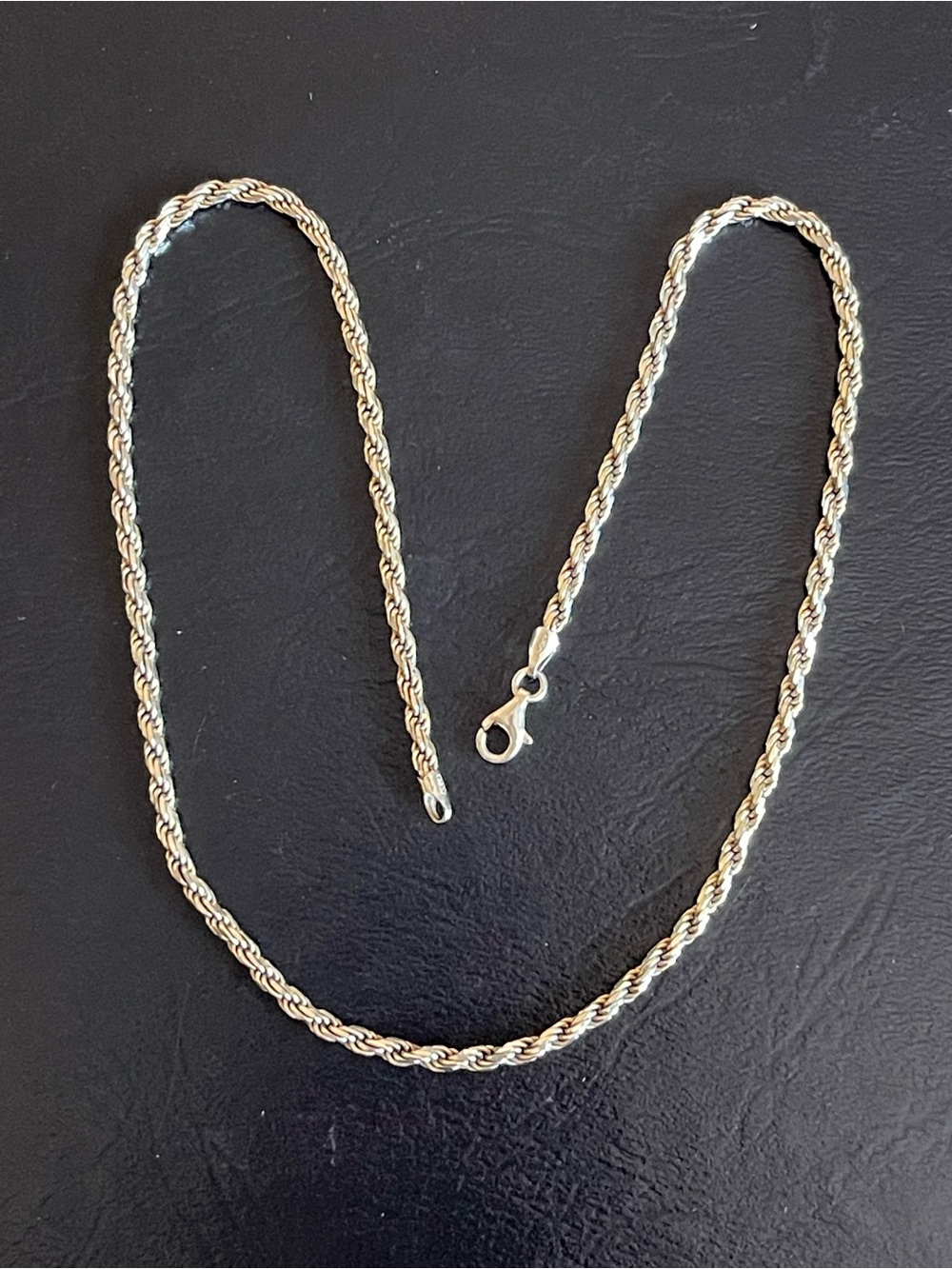 Gold over 925 Sterling silver Rope Chain Necklace